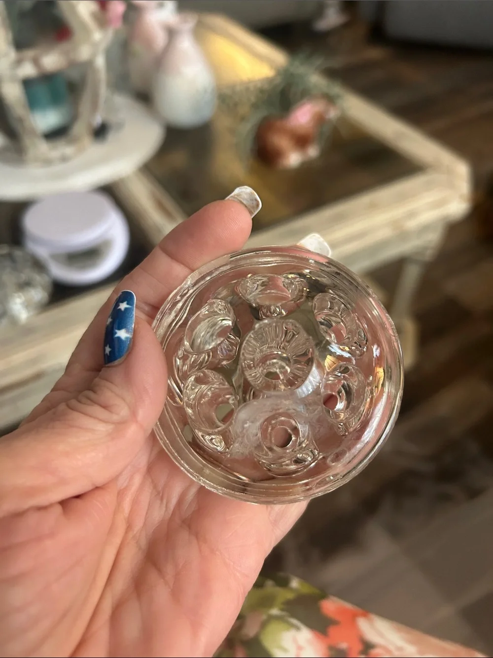 50%off w❤️ Vintage 7-Hole Clear Glass Flower Frog And Candle Holder Floral